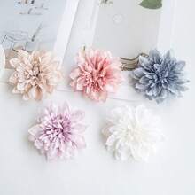 4.7英寸奶油白色带茎人造大丽花头（5/12/20个装），仿真花，适用于家居、婚礼、花园、DIY花环和节日礼物 - 乳白 - 查看 1