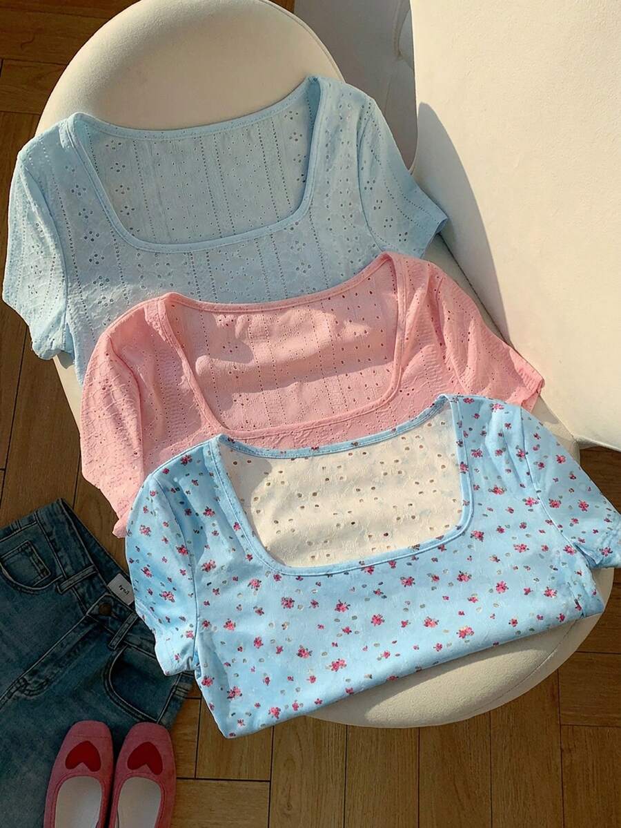 Comfortcana Bộ 3 áo thun ngắn tay cổ tròn màu nâu cà phê và trắng dành cho nữ. - Nhiều màu - Xem 1