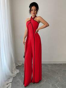 Rafferiza 女士优雅露背阔腿连体裤 - 彩色 - 查看 6