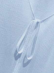 Resyla 蕾丝边吊带连衣裙罩衫，长袖针织披肩，轻薄夏季防晒女式上衣 - 淺藍色 - 查看 6