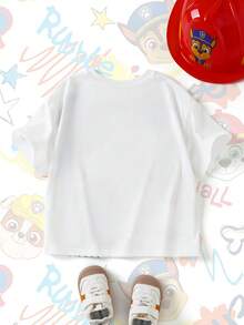 SHEIN | PAW Patrol 男童休闲卡通印花短袖T恤，夏季 - 白色 - 查看 3
