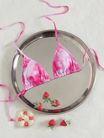 Swim Mod New Tie-Dye Halter Bikini Top For Beach Vacation, Spring/Summer