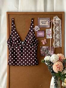 Elavelle 女士随机印花深V领吊带比基尼上衣，春夏款 - 彩色 - 查看 4