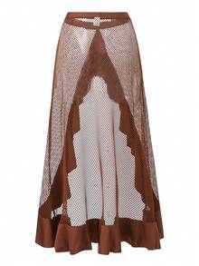 Swim Oasis 女士夏季沙滩泳衣套装，个性休闲优雅高贵淑女风，镂空特殊面料，适合沙滩、泳池、休闲派对度假，春夏皆宜 - 棕色 - 查看 6