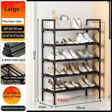 3-8 Tier Reinforced Simple Shoe Rack, 45/58cm Length, Multi-Layer Shoe Storage Organizer, Dust-Proof, For Home, Dorm, Rental, Entryway, Black - Multicolor - View 10