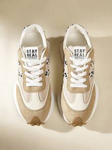 Women's Stylish Black Sneakers - Fashionable & Comfortable Daily Casual Shoes - Beige - View 10