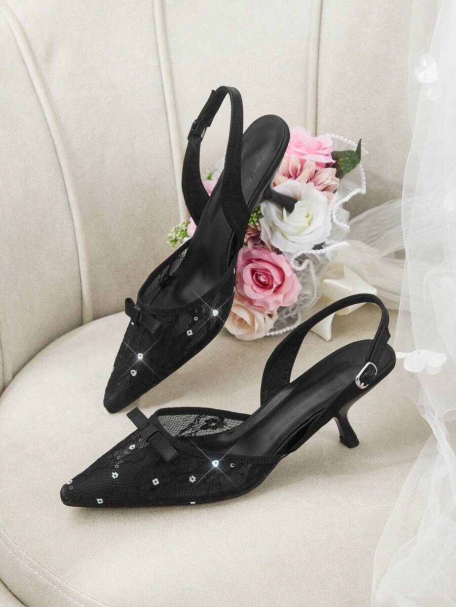 CUCCOO HITCHD Women's Pointed Toe Buckle Design Fashionable High Heels For Daily Wear - Black - View 1