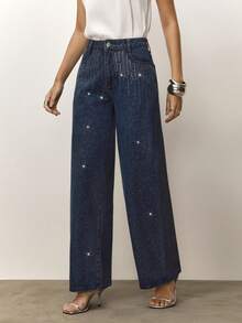 Daynim High Waist Wide Leg Jeans - Medium Wash - View 8
