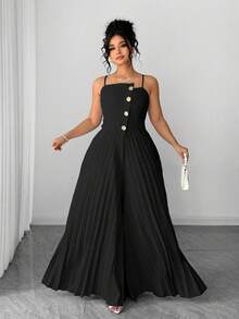 Elenzga Bộ jumpsuit nữ cỡ lớn thanh lịch với cổ áo bất đối xứng, xếp ly, ống rộng, quần ống loe thắt eo, phù hợp cho lễ tốt nghiệp, ngày lễ, Ngày Valentine, lễ hội âm nhạc, Ngày của Mẹ, Halloween, Lễ Tạ ơn, Lễ Phục sinh, Ngày Quốc khánh, dạ hội, hẹn hò, tiệc tùng, đám cưới, dã ngoại. Váy nữ giá rẻ, váy chất lượng tốt, váy mới nhất, váy nữ, trang phục trang trọng, váy xếp ly trang trọng, váy xếp ly đen nữ, váy nữ thanh lịch, váy hai dây, váy đen dài. - màu đen - Xem 3