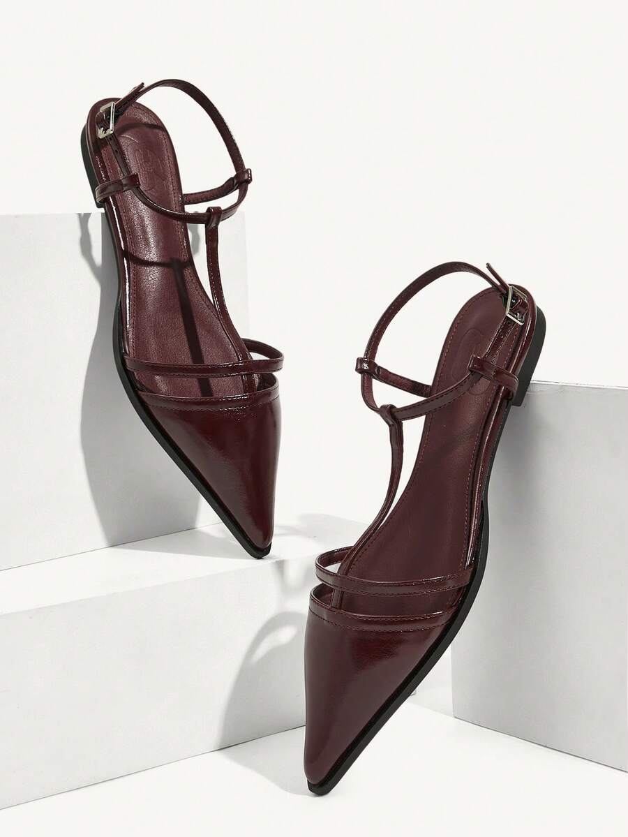 CUCCOO CHICEST 法式复古豹纹平底休闲鞋，简约时尚，适合日常穿着 - 酒紅色 - 查看 1