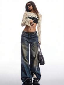 LYSMO Áo len chui đầu dài tay cổ thuyền màu trơn gợi cảm cho nữ - Màu be - Xem 4