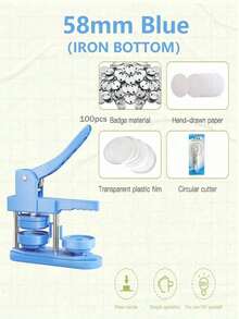 Button Maker Machine 58mm - (3rd Gen) Installation-Free 58mm(2.25in) DIY Pin Badge Button Maker Press Machine Badge Punch Press With Free 100pcs Button Parts&Pictures&Circle Cutter - Blue - View 11