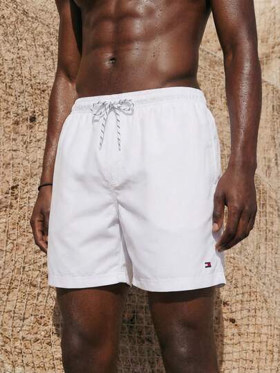 ZELFYO Shorts de natación de cintura con cordón liso básicos para hombre para vacaciones