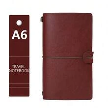 1 pieza Cuaderno de encuadernación creativa con marcador de metal, incluye papel kraft + papel cuadriculado + bolsa de almacenamiento de PVC, adecuado para diarios, diario de viaje vintage portátil, papelería estudiantil - Multicolor - Ver 10