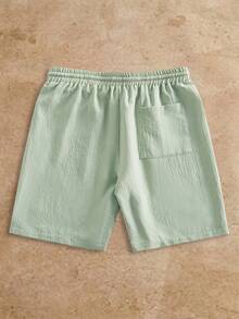 HIMLAND Quần short nam dáng rộng có dây rút ở eo. - Màu xanh lục của thợ săn - Xem 2