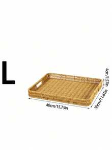 SHEIN 3 件/2 件/1 件复古编织托盘带手柄，面包篮，耐用储物篮，用于零食、蔬菜、水果、甜点、桌面、客厅、阳台、野餐、装饰性收纳托盘 - 黃色 - 查看 12