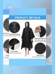1PC Waterproof Raincoat Poncho Reusable With Hood Lightweight Packable For Travel Outdoor Hiking Camping Men Women Adult Emergency Gear - Multicolor - View 7