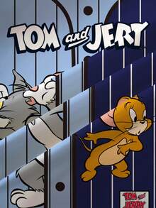 TOM & JERRY X SHEIN 男婴休闲撞色条纹卡通印花上衣，夏季 - 白色 - 查看 7