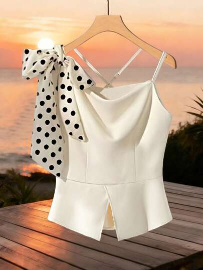 GlowEve CURVE Plus Size Women's X-Style Camisole Top With Bow Tie, Fashionable And Elegant, Spring/Summer