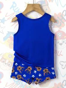 SHEIN | PAW Patrol 男童背心和内裤套装（2件套），可爱联名系列 - 藏蓝色 - 查看 2