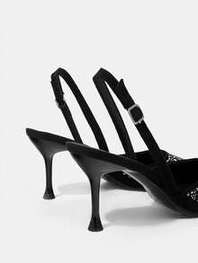 CUCCOO TILAWA Pointed Toe High Heel Closed Toe Full Rhinestone Lady Backless Sandals, Sexy For Evening Wear Spring Shoes Spring Break Easter Prom Heels For Christmas - Black - View 5