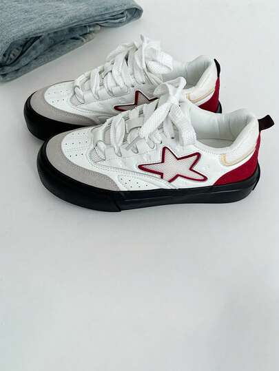 Zapatillas deportivas casuales para mujer con suela gruesa y adornos de estrellas,Zapatillas de Moda Casual Urbana,Zapatillas de tenis cómodas y ligeras,Cuatro estaciones Zapatillas casuales con diseño de estrella,Perfecto para los desplazamientos diarios, el trabajo, las aventuras al aire libre, las citas y reuniones, y los deportes