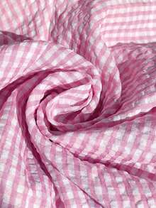 Comfortcana Rosa rutigt plusstorlek damlinne och shorts i 2-delat set - Rosa - Visa 9