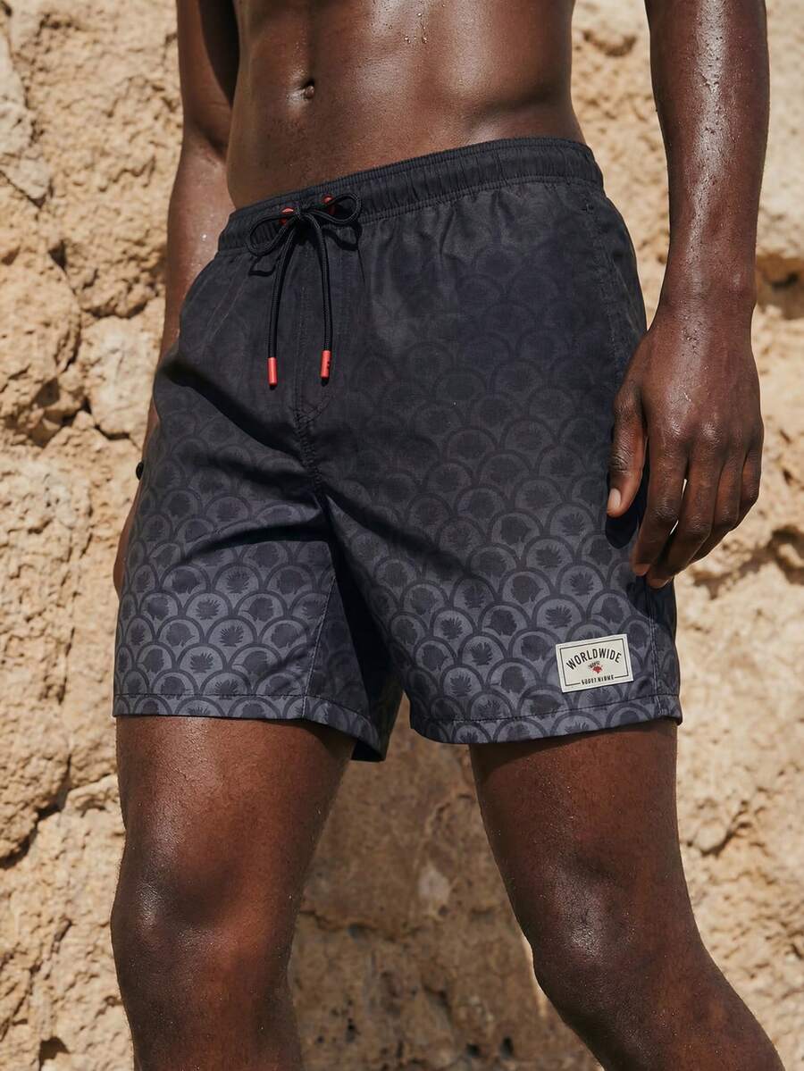 Palasendo Men's Fashion Casual Beach/Swim Shorts, Suitable For Summer, Hawaiian - Grey - View 1