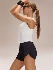 GLOWMODE Ultrafine Soft Seamless Rise & Run Waist Length Sweat-Wicking Back Mesh Panels Regular Fit Muscle Tank Running Jogging Training Tennis Golf Workout Gym Wear - White - View 8