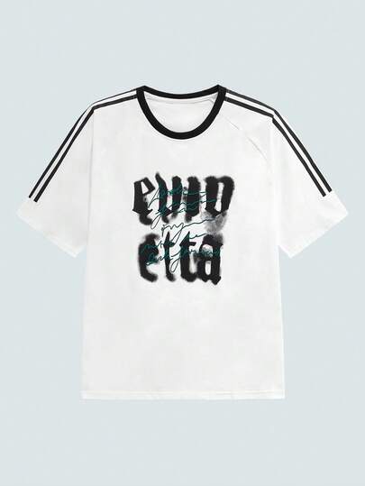 Modcrash 夏季新款休闲宽松五袖印花T恤，时尚清爽，适合年轻男士，圆领短袖上衣