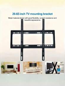 1Set, Fixed Wall Mount TV Bracket, For 26-63" TVs, Slim TV Wall Bracket, For Flat Or Curved TV Monitors Up To 66 LBS - Black - View 4