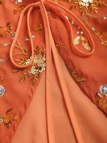 Olithes Women's New Embroidered Mesh Mini Skirt - Orange - View 3