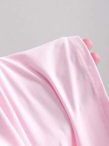 Sweetra French Romantic Pink Floral Asymmetrical Shoulder Tie-Up Bodycon Ruched Slim Fit Versatile Sexy Lady Dress - Pink - View 7