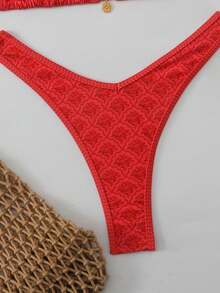 Swim Mod Conjunto de bikini sexy con tirantes finos y estampado floral aleatorio para mujer, verano - Multicolor - Ver 5