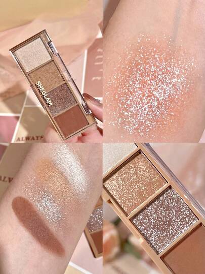 SHEGLAM 基本款方形眼影四色面紗 品牌 美容 化妝 化妝品 適合女性與女孩 完美搭配夏季春季 Y2K 時尚 流行 生日 母親節禮物 假期 派對準備就緒 最佳顏色