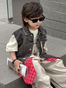 DAZY 男童时尚牛仔夹克 - 灰色 - 查看 1