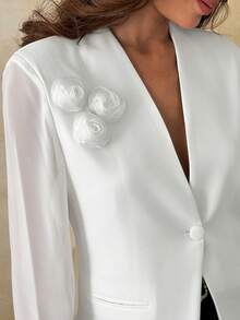 EURMUSE Women, Spring, Summer, Blazer, Weeding, Boho - White - View 5