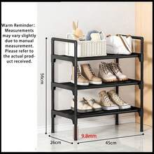 3-8 Tier Reinforced Simple Shoe Rack, 45/58cm Length, Multi-Layer Shoe Storage Organizer, Dust-Proof, For Home, Dorm, Rental, Entryway, Black - Multicolor - View 7