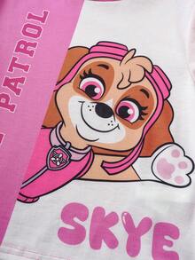 SHEIN | PAW Patrol Conjunto de camiseta de verano casual con cuello redondo, manga corta y estampado lindo para niñas - Rosa - Ver 8