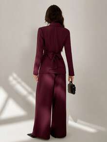 SHEIN Tall Bộ đồ hai mảnh dành cho nữ, bộ vest quần màu đỏ tía. - Màu đỏ tím - Xem 2