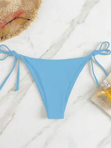 Swim Basics Women's Summer Beach Solid Color Tie-Side Sexy Bikini Bottom Bikini Alt Bikinis Set For Women Thong Swimwear Bottoms For Women Bikinis With Bottom Coverage Bikini Bottoms For Women - Baby Blue - View 6