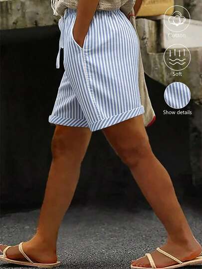 Linhara CURVE Áo thun ngắn dáng rộng chất liệu cotton đã giặt, cạp chun, túi sau có khuy trang trí, kiểu dáng thường ngày.