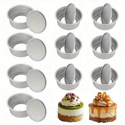 Bộ 4/6 khuôn bánh tròn, khay nướng tròn, đáy tháo rời, khuôn bánh chiffon chống dính bằng nhôm, chịu nhiệt, chắc chắn và bền, thích hợp làm dụng cụ làm bánh trong nhà bếp cho các buổi họp mặt gia đình, sinh nhật, đám cưới và các dịp lễ Ngày của Mẹ.