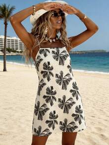 Balvessa Vacation Casual Spaghetti Strap Women Short Dress - Multicolor - View 3