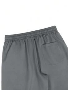 Manfinity CasualCool Men's Casual Versatile Solid Color Pants - Dark Grey - View 6
