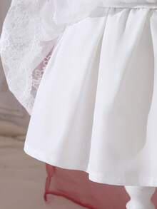 Baby Girl Elegant Textured Mesh Patchwork Ruffle Hem Princess Dress - White - View 8