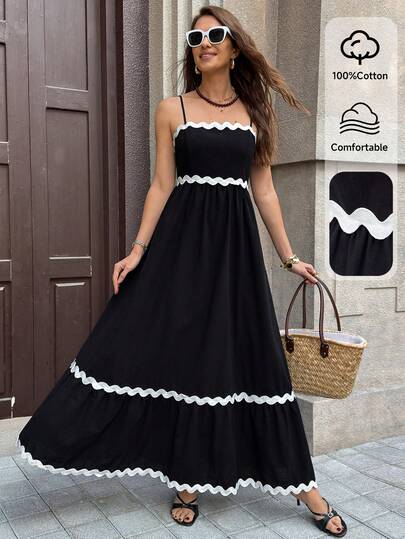 Solivie 女士波浪肩带休闲连衣裙