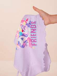 My Little Pony X SHEIN 女士荷叶边吊带背心和短裤睡衣套装，G4 - 紫色 - 查看 8