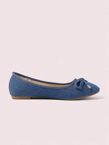 CUCCOO DOLLMOD 小蝴蝶结可爱女士平底鞋 - 藍色 - 查看 3