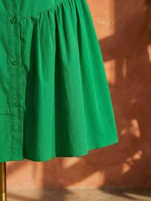 SHEIN CURVE+ Plus Size Women's Emerald Green Ruffle Hem Dress,Summer Smart Casual Vacation Beach Wear,Bohemian Vintage Style St. Patrick's Day Outing Outfit - Green - View 5
